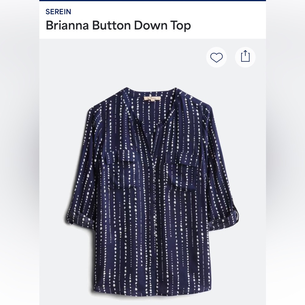 Serein Navy and White Patterned Blouse